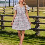 Zeagoo Button Down Flutter Sleeve Cotton Linen Dress with Pockets