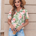 Zeagoo Button Down Shirt Bust Pocket Short Sleeve Blouses