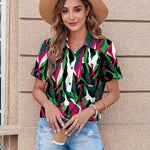 Zeagoo Button Down Shirt Bust Pocket Short Sleeve Blouses