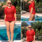 Zeagoo Short Sleeve Crochet Sweater Tops