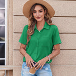 Zeagoo Button Down Shirt Bust Pocket Short Sleeve Blouses