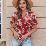 Zeagoo Button Down Shirt Bust Pocket Short Sleeve Blouses