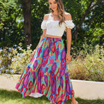 Zeagoo Women High Waisted Long Skirt Flowy Drawstring Maxi Skirt