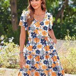 Zeagoo Summer Tiered Mini Dress with Pockets Ruffle Sleeve Dress