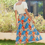 Zeagoo Maxi Skirts Boho Pleated A-Line Flowy Swing Skirt