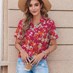 Zeagoo Button Down Shirt Bust Pocket Short Sleeve Blouses