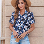 Zeagoo Button Down Shirt Bust Pocket Short Sleeve Blouses