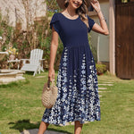 Zeagoo Midi A Line Dress Short Sleeve Casual Flowy Tiered Sundress (US Only)