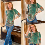 Zeagoo 3/4 Length Sleeve Tops Loose Fit Shirts Pleated Tunics