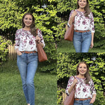 Zeagoo 3/4 Length Sleeve Tops Loose Fit Shirts Pleated Tunics