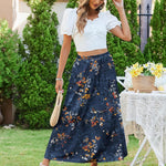 Zeagoo Maxi Skirts Boho Pleated A-Line Flowy Swing Skirt