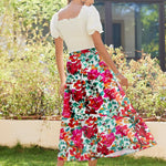 Zeagoo Maxi Skirts Boho Pleated A-Line Flowy Swing Skirt