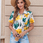 Zeagoo Button Down Shirt Bust Pocket Short Sleeve Blouses