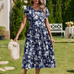 Zeagoo Midi A Line Dress Short Sleeve Casual Flowy Tiered Sundress (US Only)