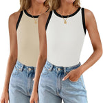 Zeagoo 2 Pack Tank Tops Sleeveless Ribbed Shirts