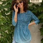 Zeagoo 3/4 Length Sleeve Tops Loose Fit Shirts Pleated Tunics