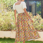 Zeagoo Maxi Skirts Boho Pleated A-Line Flowy Swing Skirt