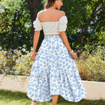 Zeagoo Women High Waisted Long Skirt Flowy Drawstring Maxi Skirt