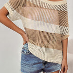 Zeagoo Short Sleeve Crochet Sweater Tops