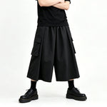High-Waisted Pockets Wide-Leg Skirt-Pants