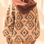 Zeagoo Aztec Pull Over Hoodie with Zipper and Side Pockets, Long Sleeve BOHO Western style