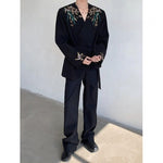 Heavy Embroidery Print Shoulder Pad Suit Jacket
