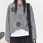 Women's Floral Patchwork Curved Hem Long-sleeved Shirt