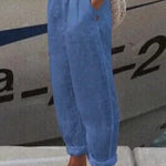 Zeagoo Casual Baggy Elastic Waist Trouser Wide Leg Pant With Pocket