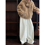 High-waisted Elasticated Casual Straight Trousers