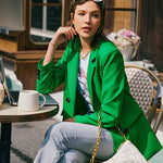Zeagoo Button Down Collared Blazer Jacket Tops with Pockets