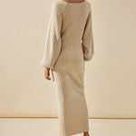 Zeagoo Women's Casual Solid Color Knitted Dress V-neck Sweater Dress