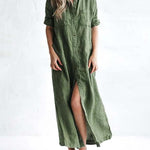 Zeagoo Women's Cotton and Linen Shirt Dress Casual Loose Maxi Dresses