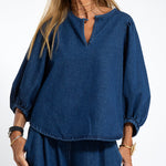 Zeagoo Zeagoo Women's Casual Denim Loose Puffed Sleeve Blouse for Women Casual Work Office Loose Fit 2026 | Under $40