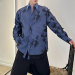 Vintage Butterfly Lace Mesh Splicing Plaid Shirt