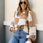 Zeagoo Color Block Polo Plaid Sweater