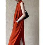 Women's V-neck Sleeveless Twist-waist Dress