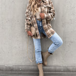 Zeagoo Button Down Plaid Print Hoodies Shirt Jacket