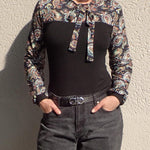 Zeagoo Bow Tie Neck Long Sleeve Shirts Work Tops