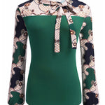 Zeagoo Bow Tie Neck Long Sleeve Shirts Work Tops