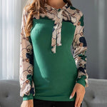 Zeagoo Bow Tie Neck Long Sleeve Shirts Work Tops
