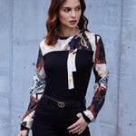 Zeagoo Bow Tie Neck Long Sleeve Shirts Work Tops