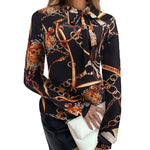 Zeagoo Bow Tie Neck Long Sleeve Shirts Work Tops
