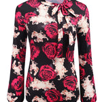 Zeagoo Bow Tie Neck Long Sleeve Shirts Work Tops