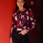 Zeagoo Bow Tie Neck Long Sleeve Shirts Work Tops