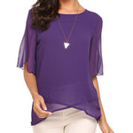 Womens Casual Scoop Neck Loose Top 3/4 Sleeve Chiffon Blouse Shirt Tops - Zeagoo (Us Only)