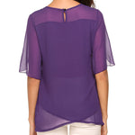Womens Casual Scoop Neck Loose Top 3/4 Sleeve Chiffon Blouse Shirt Tops - Zeagoo (Us Only)