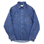 Vintage Distressed Washed Denim Striped Shirt
