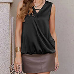 Womens Silk Satin Tank Tops V-Neck Sleeveless Camisole Tops Summer Cami Tank Dressy Tops - Zeagoo (Us Only)