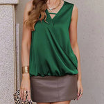 Womens Silk Satin Tank Tops V-Neck Sleeveless Camisole Tops Summer Cami Tank Dressy Tops - Zeagoo (Us Only)