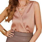 Womens Silk Satin Tank Tops V-Neck Sleeveless Camisole Tops Summer Cami Tank Dressy Tops - Zeagoo (Us Only)